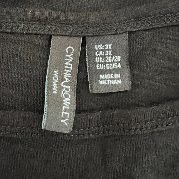 Cynthia Rowley Womens Tee Size 2X Black 3/4 Sleeve Cotton Modal Button Accents - Picture 4 of 5